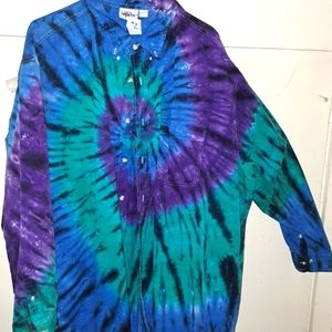 NWT Tie Dye Long sleeve button down shirt #2. 3XL Men's